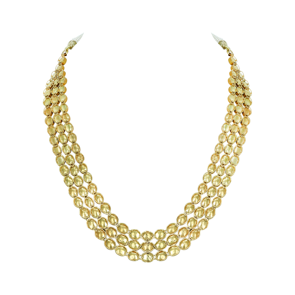 Triple-Row Polki Necklace for Grand Occasions